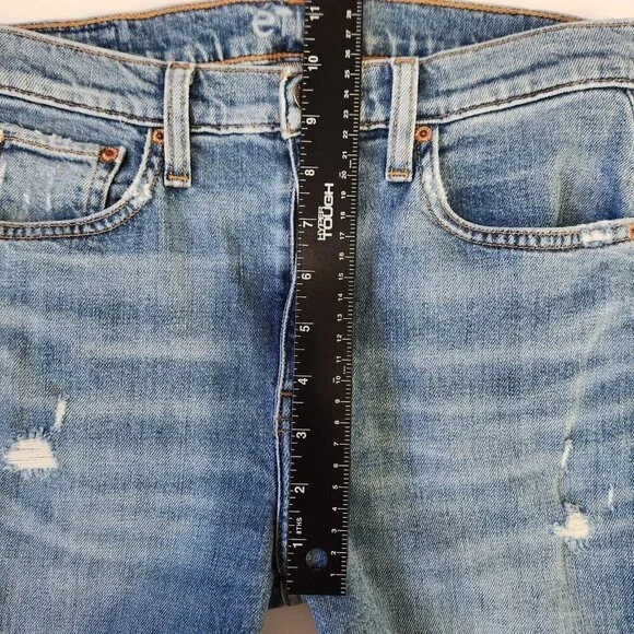 Etica Brigitte Mid Rise Crop‎ 26 Blue Straight Leg Distressed Organic Cotton - Picture 5 of 11